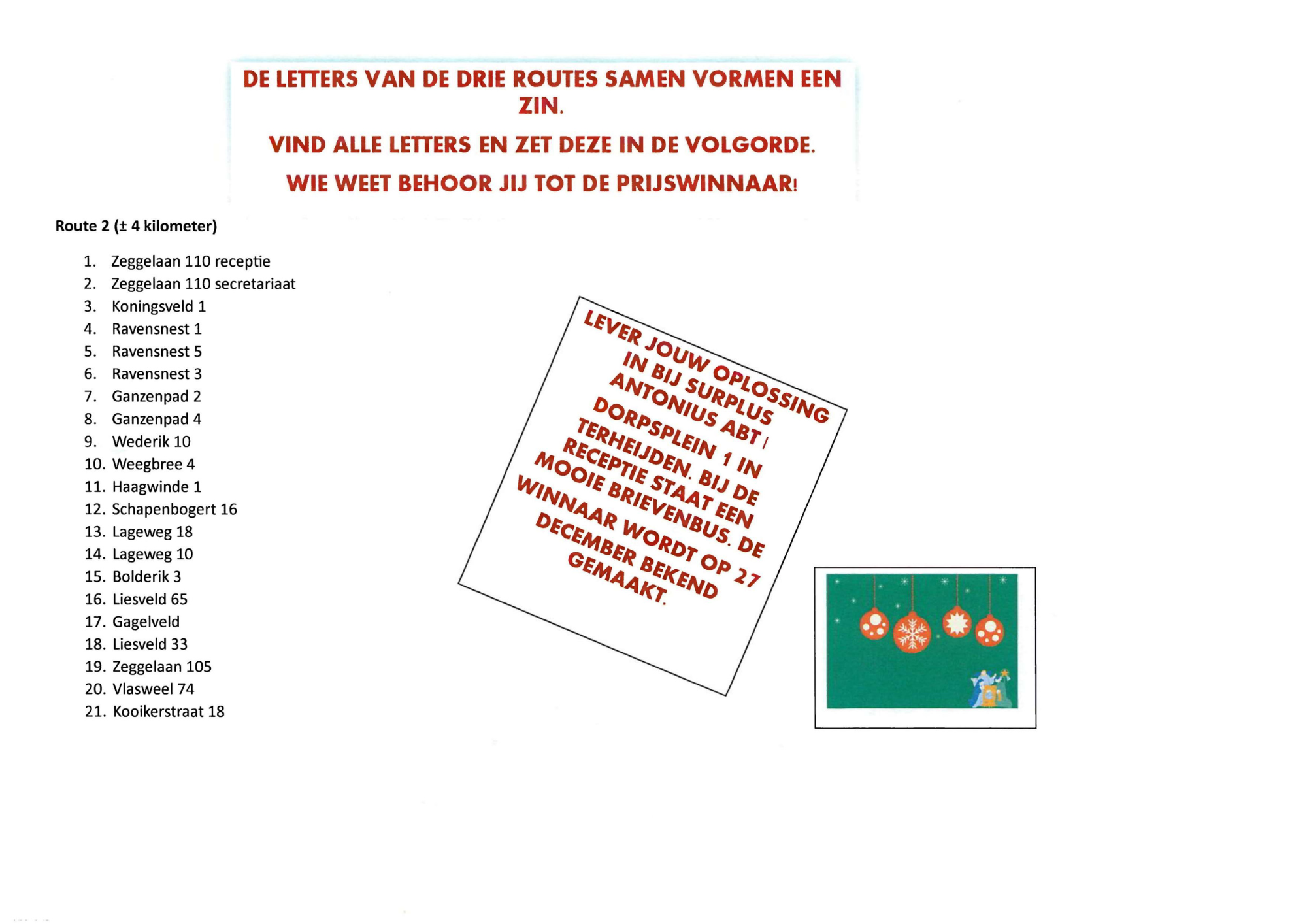 Route 2 Straten & Huisnummers